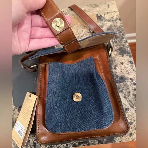 Patricia Nash Denim Leather Colorblock Lari Crossbody - Picture 5 of 16